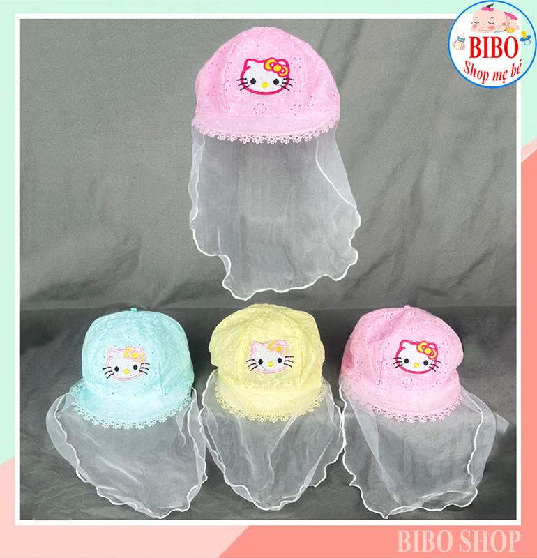 Nón Mềm Cho Bé Sơ Sinh Có Khăn Voan che mặt chống bụi cho trẻ đi ra ngoài Hat