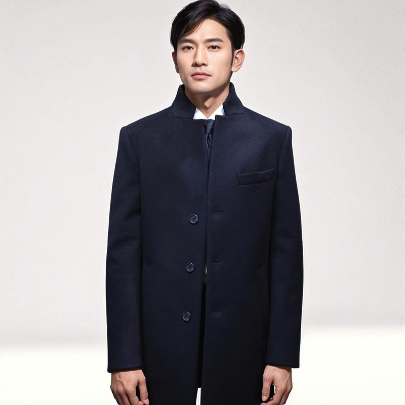 MT4 - Áo Mangto Nam Cổ Tàu - Áo Khoác Dạ LC Hàn Quốc  Lửng - Thiết Kế Cổ Mao Collar, Cổ Tàu Có Thể Tùy Chỉnh Thành Áo Cổ Vest - Classic Menswear Jacket - Phong Cách Lịch Sự - Hàng Cao Cấp áo dạ lông cừu dáng ngắn