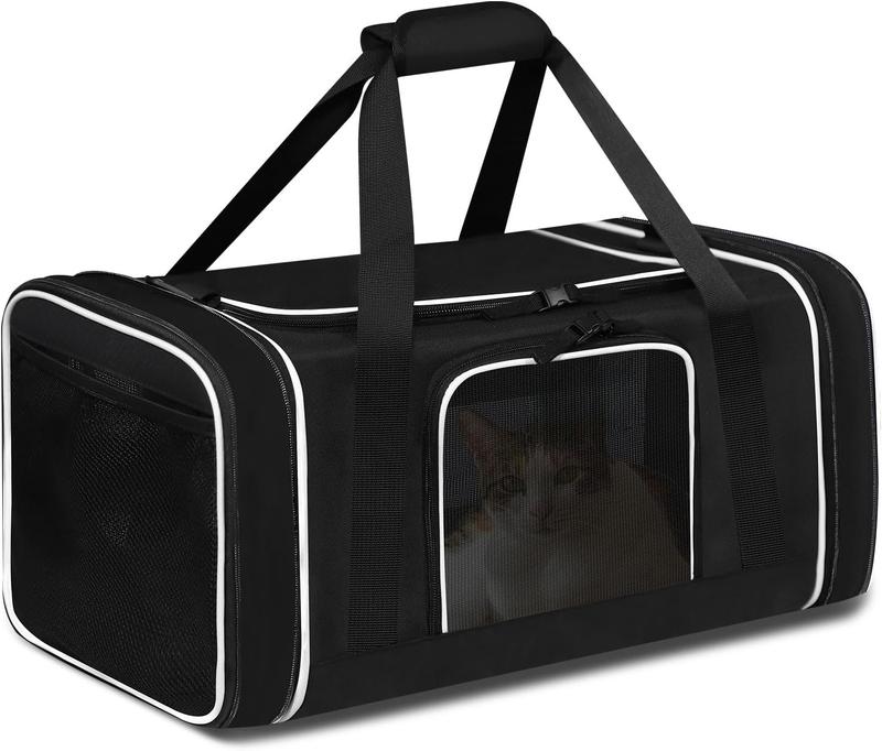 TikTok Shop Length Expandable Pet Carrier 17x12x8.5 Inches JetBlue Frontier Spirit Airline Approved Soft Pet Travel Carrier for Small Cats Dogs with Zipper Locks and Anti Scratch Mesh Black