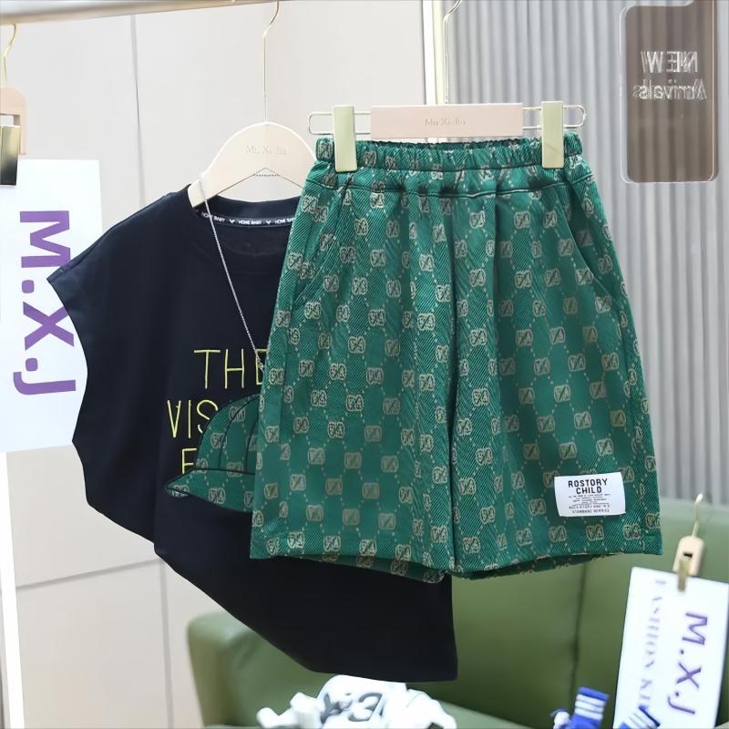 [110-160 size] Bộ Đồ In Hình Họa Tiết 3D Phong Cách Hàn Quốc Dành Cho Bé Trai có thể giặt máy 6-7 năm quần áo 3