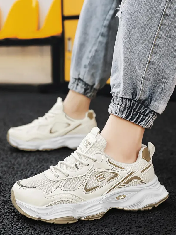 Men's Letter Print Lace Up Low Top Sneakers, Casual Lightweight Breathable Comfortable Sports Running Shoes, Perfect for Students and Outdoor Sports, Closed 8