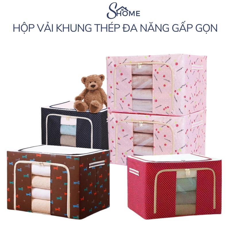 Hộp vải đựng quần áo khung sắt cao cấp loại to gấp gọn tiện lợi Túi đựng đồ đa năng khung thép Túi đựng quần áo chăn màn gấp gọn ngăn nắp tiện lợi chịu lực chắc chắn bền đẹp
