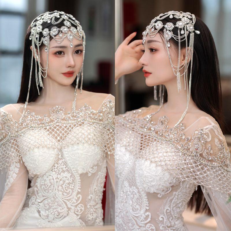 Đồ Trang Trí Cô Dâu, Kim Cương Vàng Kim Cương Cá Nhân Hóa, Tua Rua Cỡ Lớn, Phong Cách Cổ Điển, cài tóc Dự Tiệc, Thích Hợp Cho Váy Cưới, Chụp Ảnh Studio 6