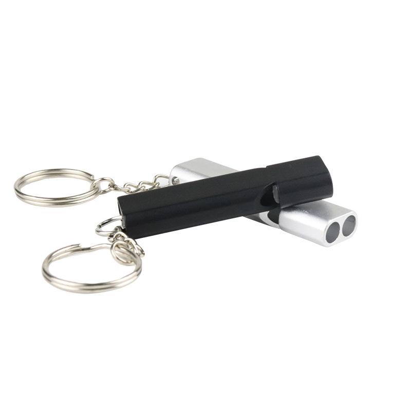 Product Introduction of Amazon Hot-Selling Flat Metal Dual-Frequency Survival Whistle Dual-Tube High-Frequency Metal Outdoor Survival Whistle 15