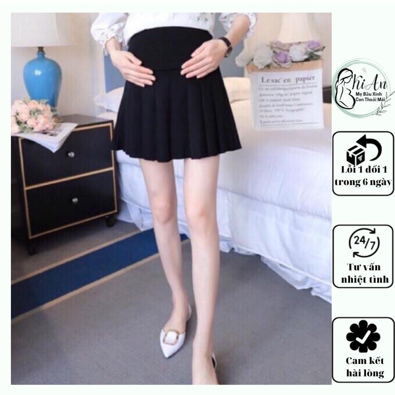 Chân váy bầu xếp ly Ki An Chất umi cao cấp có quần bên trong️ Cam kết xổ lông️ size M, L(43~70kg) CVB02