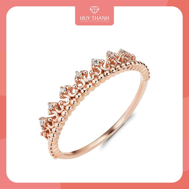 HuyThanhJewelry NLF449 Nhẫn nữ vàng tây 10k Họa Tiết Vương Miện nhỏ xinh