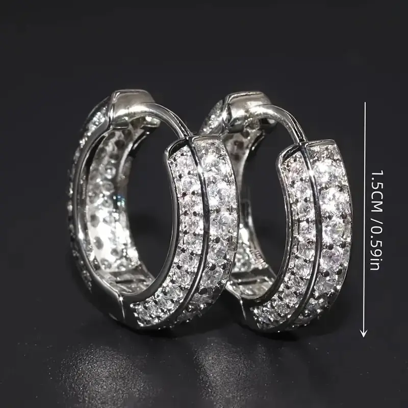 Bông Tai HOOP, Phong Cách Cặp Đôi Bông Tai Nam, Dát Hoàn Toàn Bằng Zirconia Khối, Dành Cho Nam Bông tai Unisex, Phong cách phổ biến, Theo xu hướng, Đang thịnh hành 3