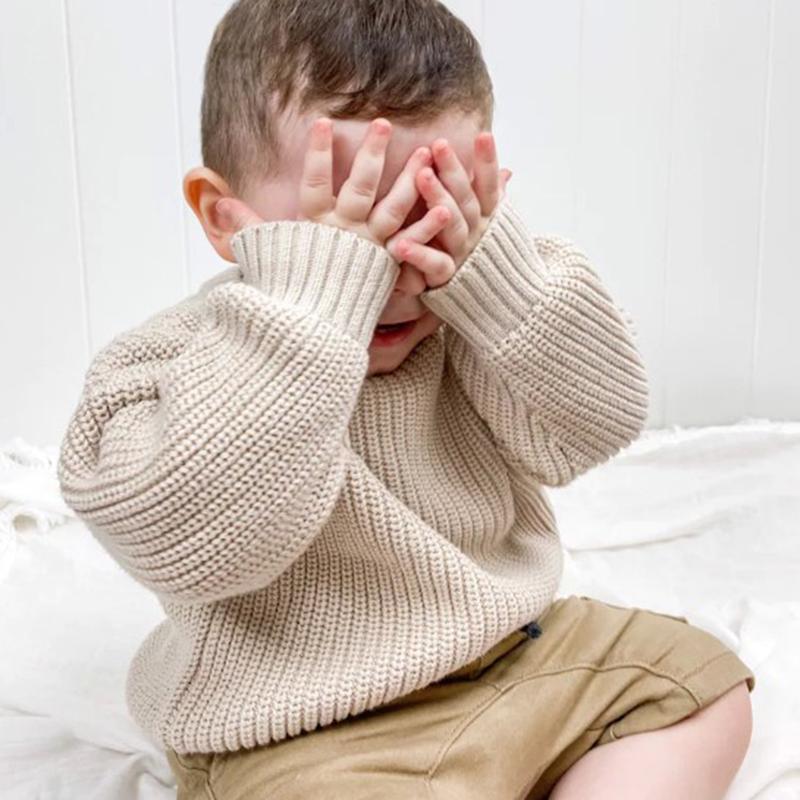 Product Introduction of Baby Girls Boys Autumn Winter Knit Sweater Solid Color Long Sleeve Crewneck Knitwear 27