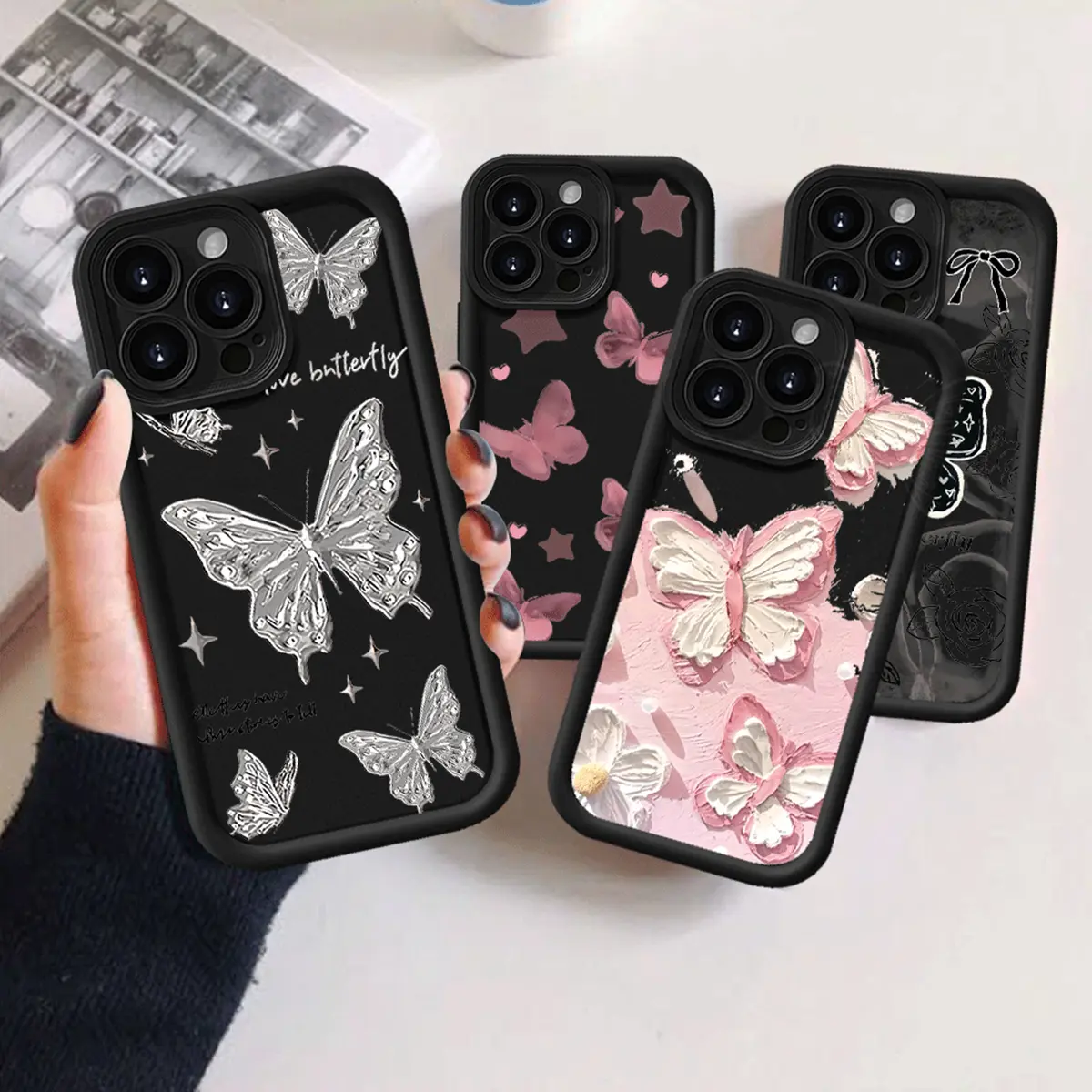 Casing untuk hp ITEL A70 A50 S23 S23Plus itelA04 A05S A60 RS4 P40 P50 P55 Plus Spark 20C 10 9 20 8C POP 8 Camon 30 Pro 19 Fashion Silver Butterfly Pink Kupu-kupu Flower Soft Case