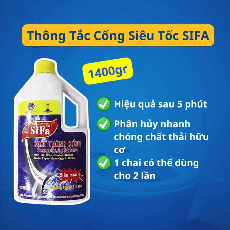  Thông tắc cống đường ống thoát nước cực mạnh siêu nhanh 5 phút Sifa 1400gr 