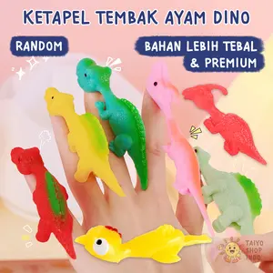 TAIYO Mainan Anak Ketapel Tembak Ayam Dino Tebal Karet Nempel Dinding Chicken Animal Dinosaurus