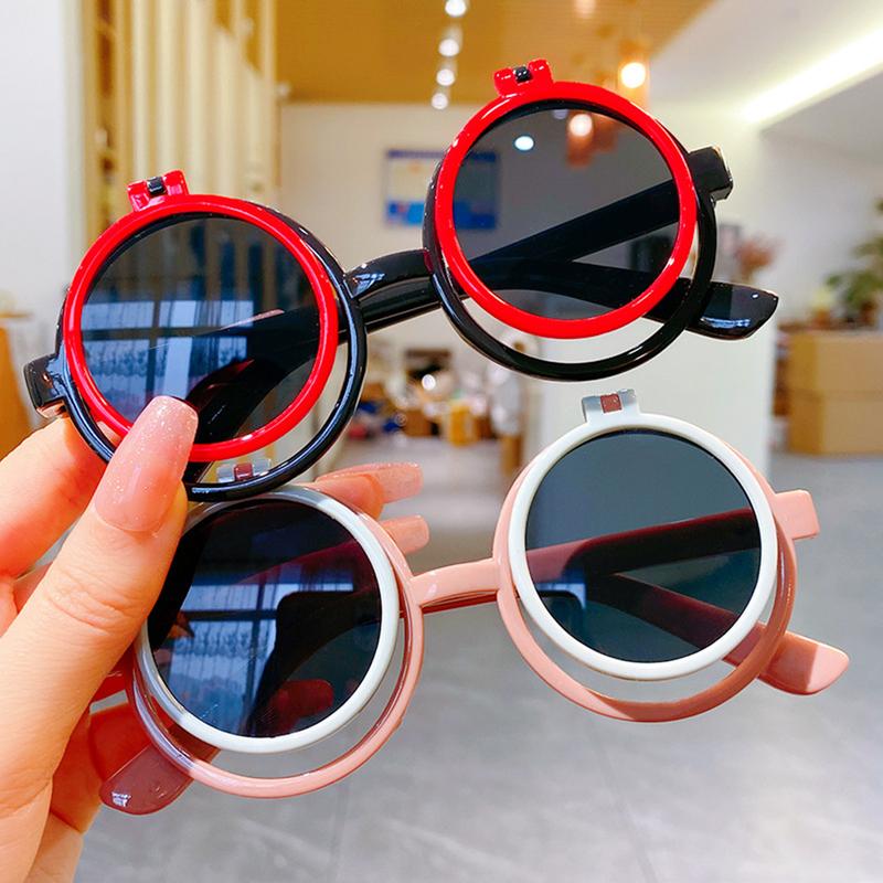 Product Introduction of Lovely Children's Flip Sunglasses Durable Cartoon Children Sun Glasses Fashion Round Boys Girls UV-Protection Shades Eyewear For Daily Use 4
