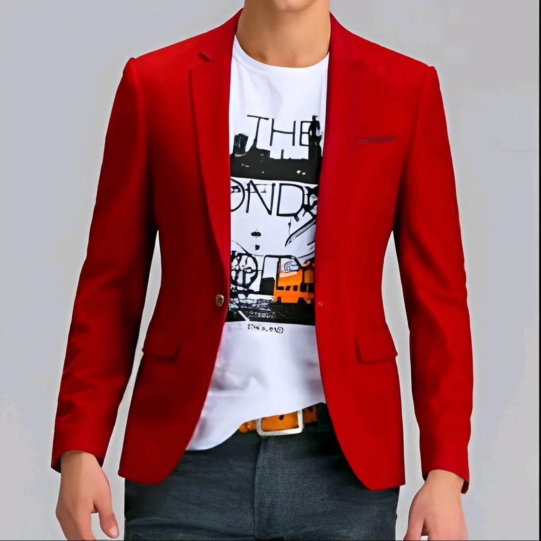 Jas Blazer Pria Formal Merah / Jas Kerja Jas Nikahan Jas Blazer Pria Casual Slimfit Keren