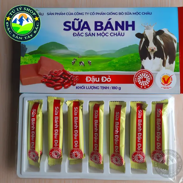 Bánh sữa Mộc Châu vị Đậu đỏ - [Hàng Việt Nam chất lượng cao - Date mới nhất] (hộp 180g)