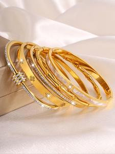 Elegant Fashion Bangle Bracelet Set, Trendy Stack Bangle, Stainless Steel Jewelry for Party, Daily Clothing Decor, Trendy All-match & Exquisite Jewelry for Birthday Gift