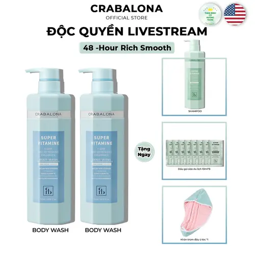 [MUA 2 TẶNG 1] Sữa Tắm Super Vitamine CRABALONA - Dưỡng Ẩm Mềm Mịn, Trắng Sáng, Sạch Da, Hương Thơm Nước Hoa Tươi Mát 710ML
