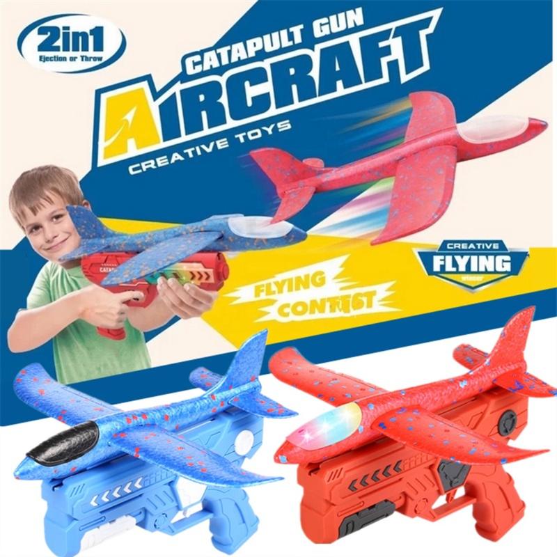 Product Introduction of LED Airplane Launcher Toy Foam Glider Launcher Gun Cool Catapult Kids Outdoor Airplane Catapul Toy Birthday Gift 25