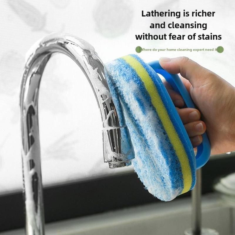 Product Introduction of Bathroom Cleaning Brush, Bathroom Tile Cleaning Sponge with Handle, Kitchen Bathtub Cleaning Sponge, Household Cleaning Tool 7