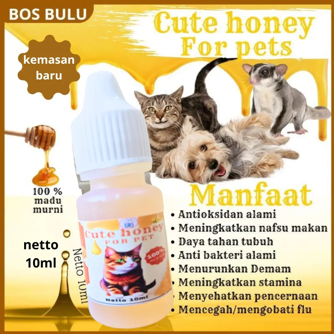 cute honey madu vitamin nafsu makan imun daya tahan tubuh kucing 10ml