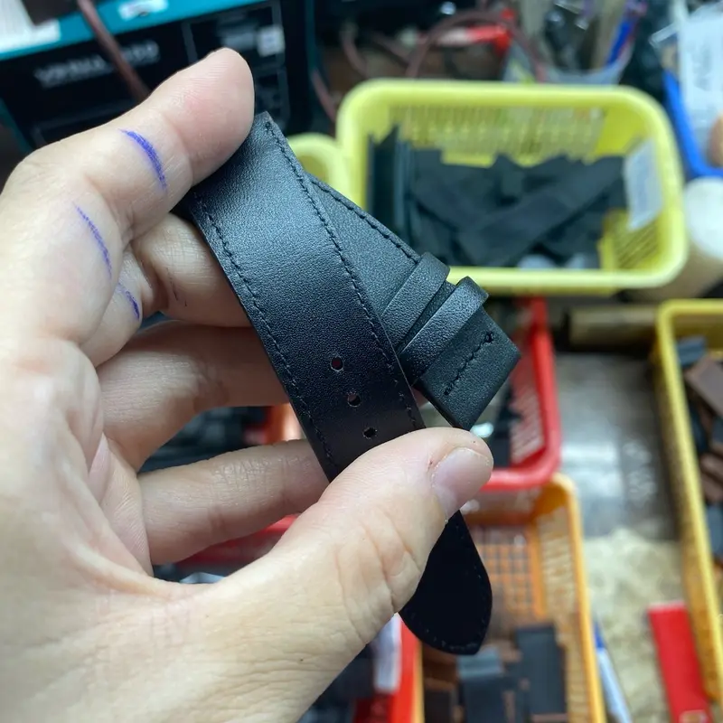 (Có sơn viền)Dây Da Bò Vintage hai lớp chỉ may sơn cạnh đầy đủ phụ kiện(nhiều size) 5
