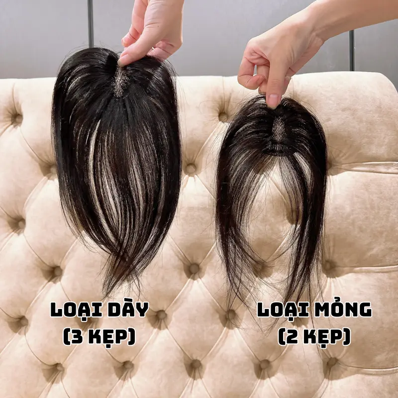 Phủ hói siêu da dệt lưới tàng hình 3d làm bằng tóc thật  loại 3 kẹp cao cấp (tặng kèm máy duỗi tóc) Women Nữ Kẹp Tóc Wig 5