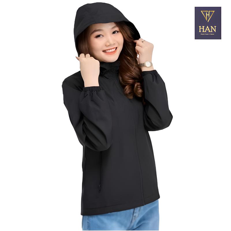 Áo Khoác Gió Nữ 2 Lớp Chống Nước Có Khoá Túi,Nón Tháo Rời Top Jacket Women