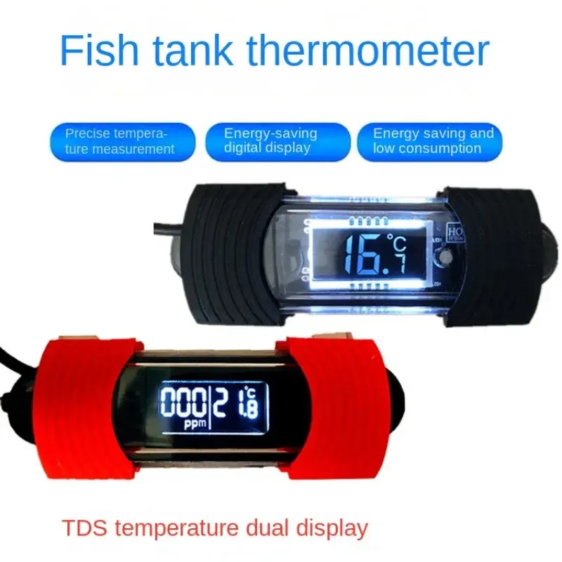 Fish Tank Calibration Thermometer with Dual Display Temperature Screen Clear Display and TDS Water Quality Detection Function