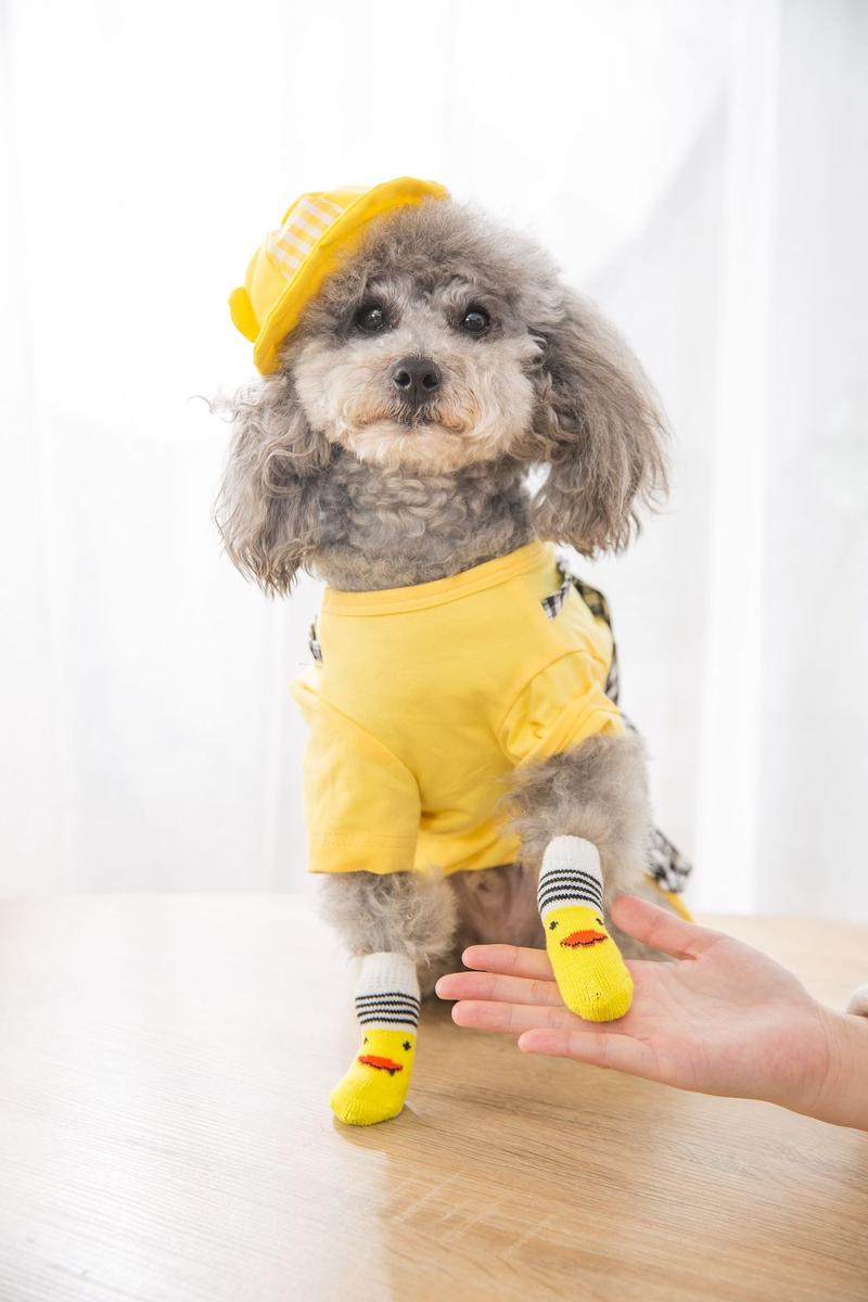 Product Introduction of 4Pcs Cute Pet Dog Socks with Print Anti-Slip Cats Puppy Shoes Paw Protector Products for Small Breeds Spitz York Dogs Chihuahua 14