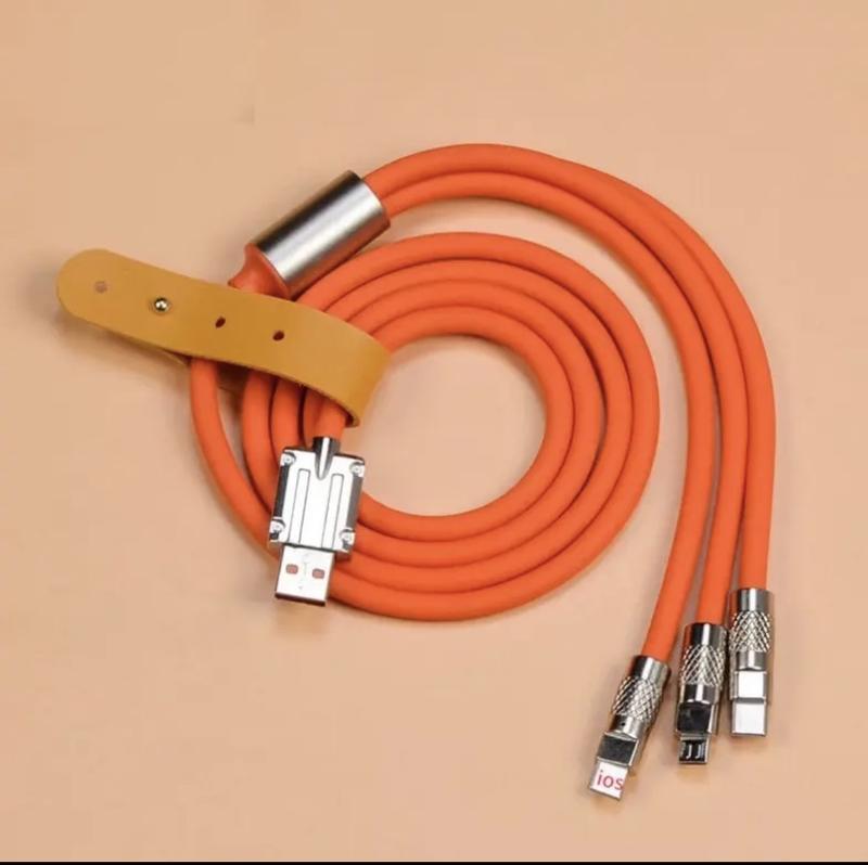 Dây Cáp Sạc Nhanh 120W 3 Đầu Sạc Bằng Hợp Kim Kẽm Và Silicon Dài 1m2 Chống Đứt, Chống Rối 6