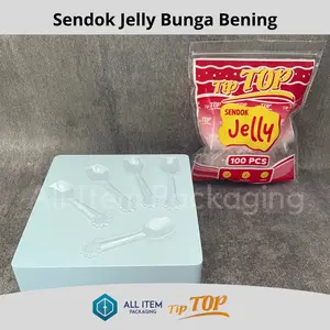 Sendok Jelly Bunga TIPTOP Bening / Sendok Pudding Ice Cream @100 Pcs Kitchenware