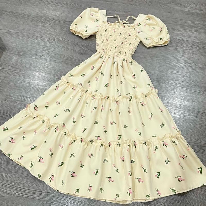 Đầm Maxi Xoè Bo Chun Vải Chéo Hàn (Hình Thật) Dress Nữ Women 1