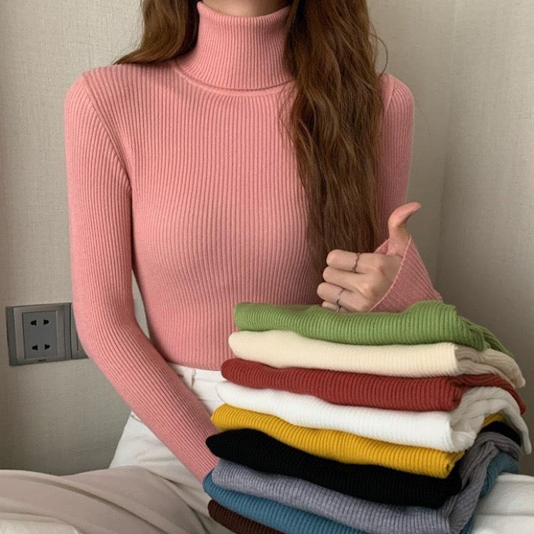 Áo len tăm cổ lọ dáng ôm body giữ nhiệt tốt chống xù bai nhão mặc đi học đi làm đi chơi Nhung Nữ