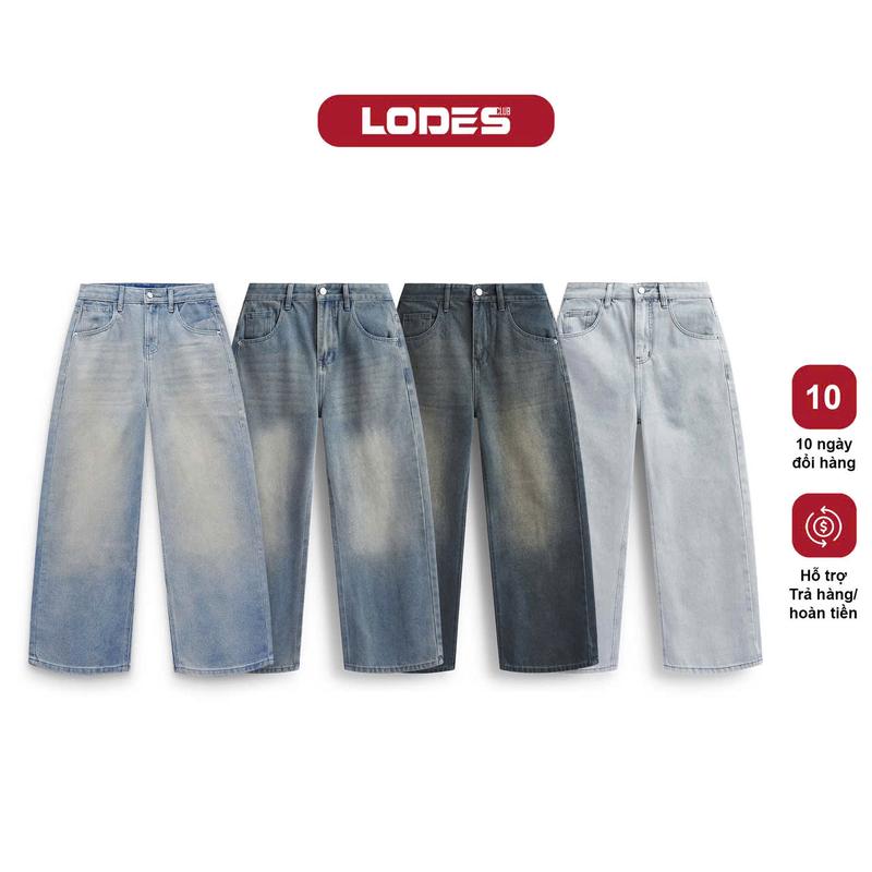 [ LODES CLUB- BẢN CAO CẤP ] Quần jean ống rộng LODES CLUB form Unisex nhiều màu chất liệu Denim baggy jeans quan retro Menswear Pants calem club Có Túi Ong