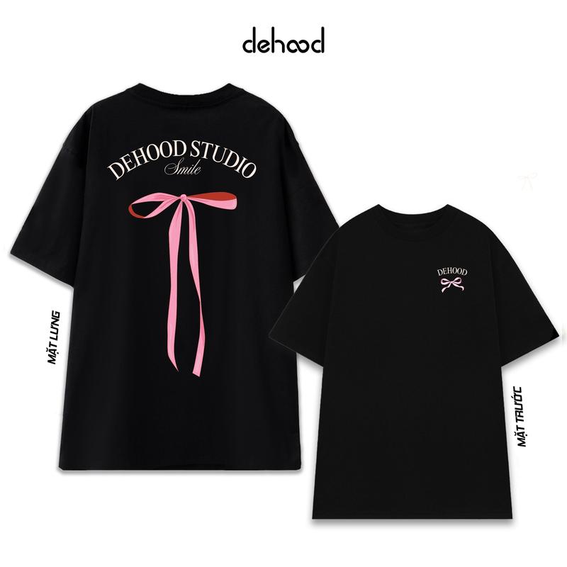 Áo Thun hình nơ hồng 2 mặt Local Brand Dehood Unisex tee basic cotton cổ tròn - NO01 Nam Nữ Top Women