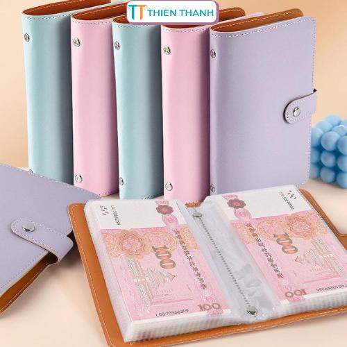 Sổ Tiết Kiệm Đựng Tiền Nhiều Ngăn Zip A6 - Sổ Quản Lý Chi Tiêu - Bìa Cúc Bấm, Nhiều Màu