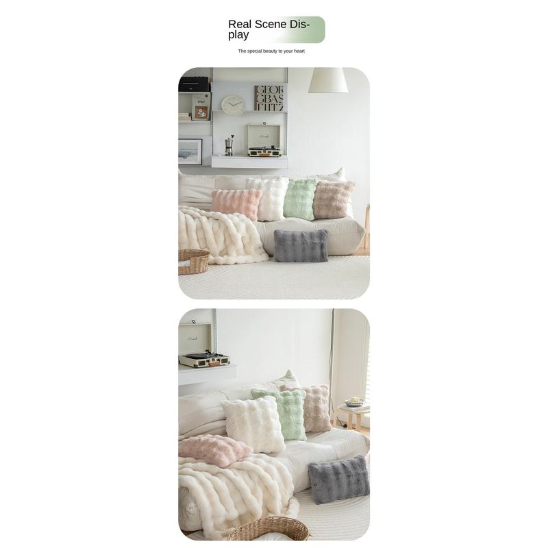 Product Introduction of Simple Imitation Rabbit Hair Plush Cushion Cover Warm Bubble Velvet Pillow Case Soft Sofa Pillowcase Home Decor 26
