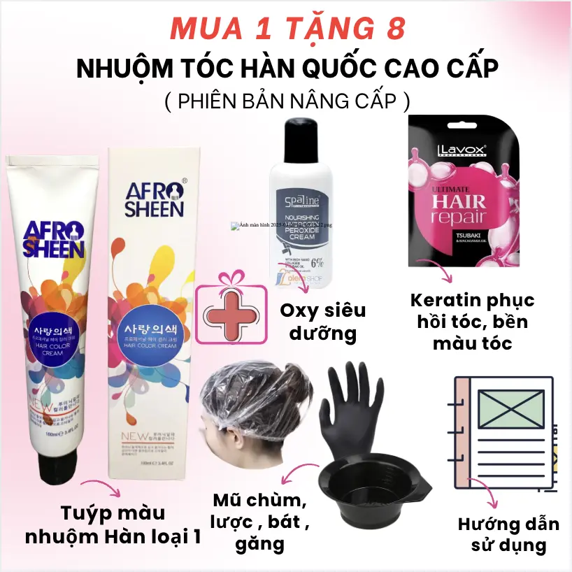Combo nhuộm tóc Hàn Quốc cao cấp tặng kèm bát lược và keratin