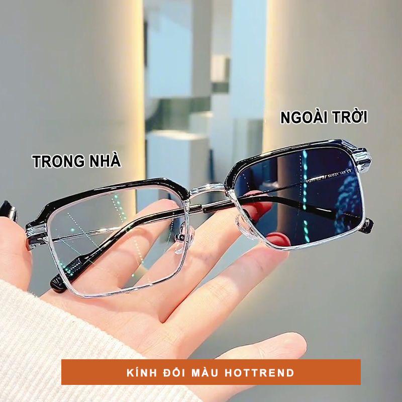 Kính râm nam đổi màu Seisen Kr13 kính mát gọng vuông retro đơn giản thời trang gọng kính chống ánh sáng xanh