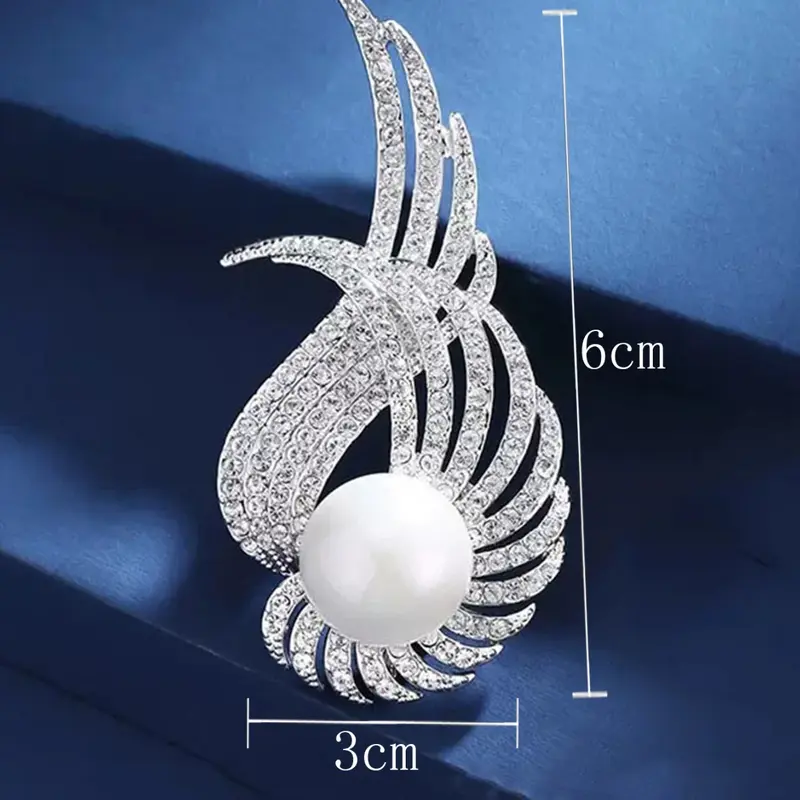 Trâm Cài Lông Vũ Ngọc Trai, Thiết Kế Đôi Cánh Thiên Thần, Chất Lượng Cao, Hoa Cài Áo Ngọc Trai Nữ, Thiết Kế Đẹp, Ghim Cài Bộ Đồ Độc Đáo Phụ Kiện Thanh Lịch 3