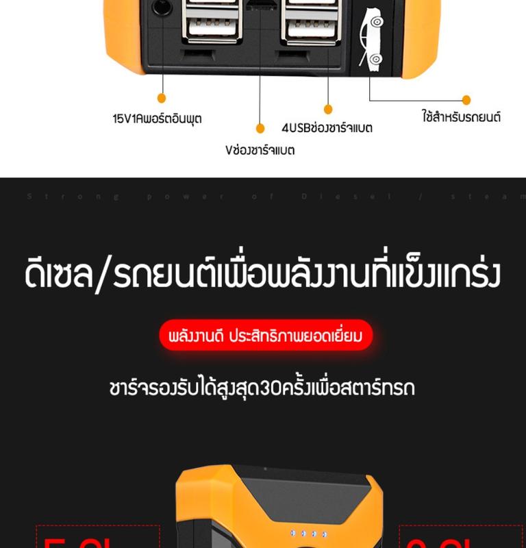 Product Introduction of 【พร้อมส่ง】 จั๊มสตาร์ทรถ 12v จั้มสตาร์ท พกพา jump start รถยนต์ จัมสตาร์รถยนต์ 98000 mAh จั๊มสตาทรถยนต์ สตาร์ทรถดีเซล รถกระบะ จั้มสตาสรถยนต์ จั๊มสตาท รถยนต์ ตัวจั้มสตาร์ท  99800 mAh 2-in-1 4USBชุดจั้มสตาร์ท พร้อมปั๊มลม แบตเตอรี่กู้ภัยพกพาได้ Car 12
