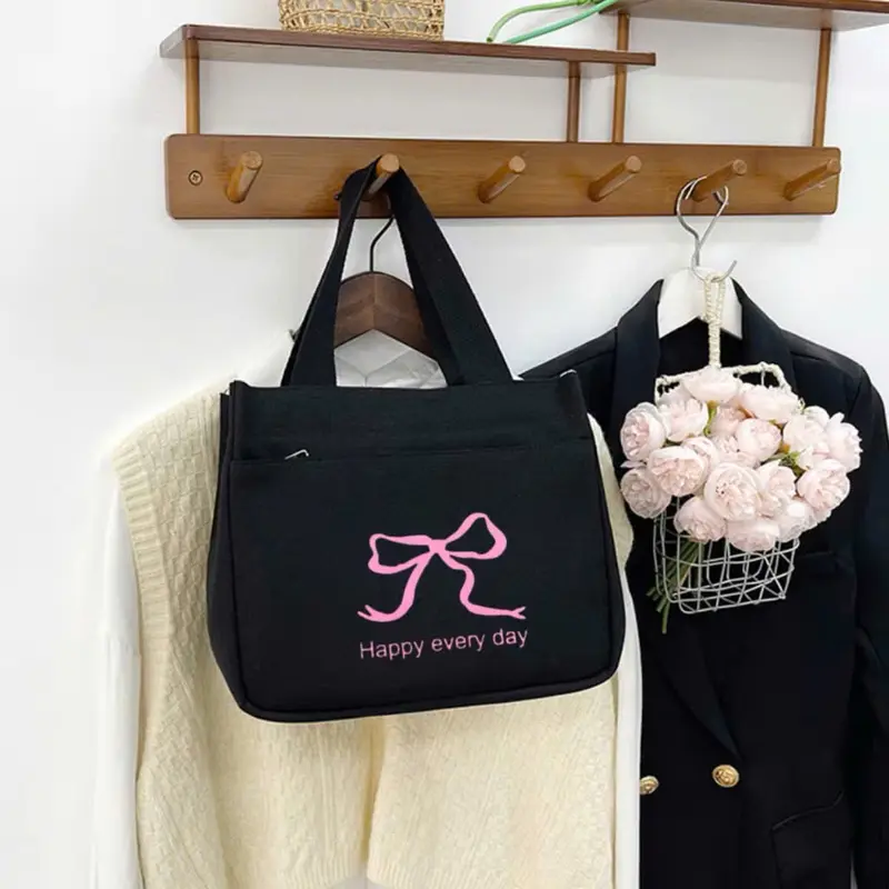 Túi đựng hộp cơm, túi đựng mỹ phẩm, túi mini đa năng túi quai xách vải canvas đựng mỹ phẩm đa năng thiết kế hình in hottrend phong cách 2