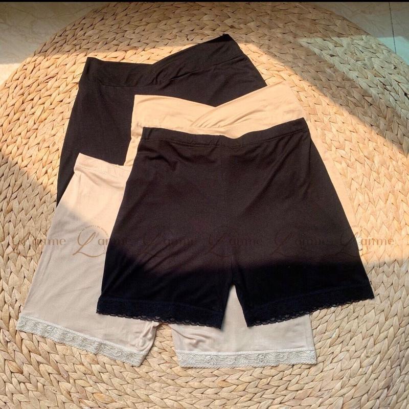  Quần đùi Bầu mùa hè váy bầu co dãn thoáng mát mặc bên trong váy màu đen và màu nâu kem đồ lót bầu thường mặc 