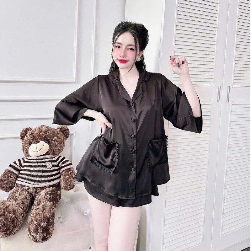 Set bộ FORM RỘNG 80kg tiểu thư áo cổ phối ren tay lỡ quần ngắn xoè giả váy óng rộng (Freesize 45-80kg) Nữ Women.