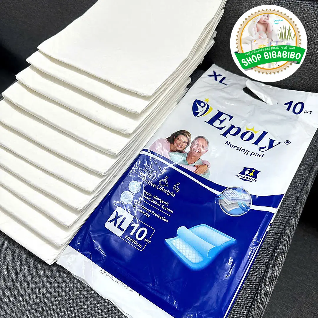 Tấm EPOLY Combo 50 Dành Cho Người Lớn,Mẹ bầu sau sinh,Người bệnh nằm liệt giường.. Mềm Mại Mỏng Nhẹ Siêu Thoáng Khí ,. Kem Voi miếng lót thấm nước già