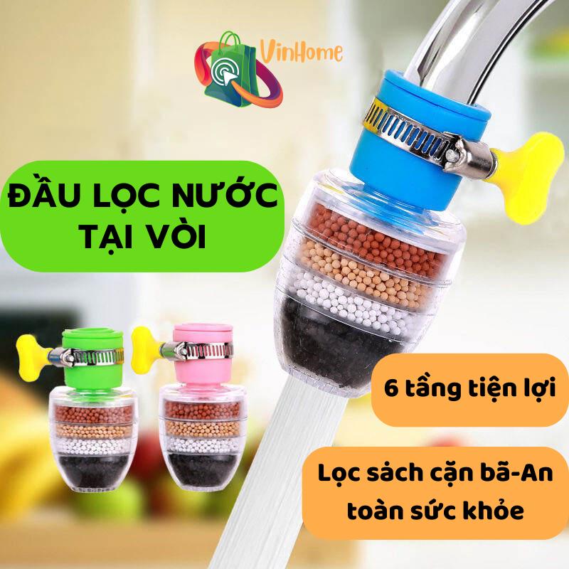 Đầu vòi lọc nước 6 tầng lọc cặn bẩn, diệt vi khuẩn, nhỏ gọn dễ lắp, đầu lọc nước đa năng lọc khí Clo dư rỉ sét, tạp chấ