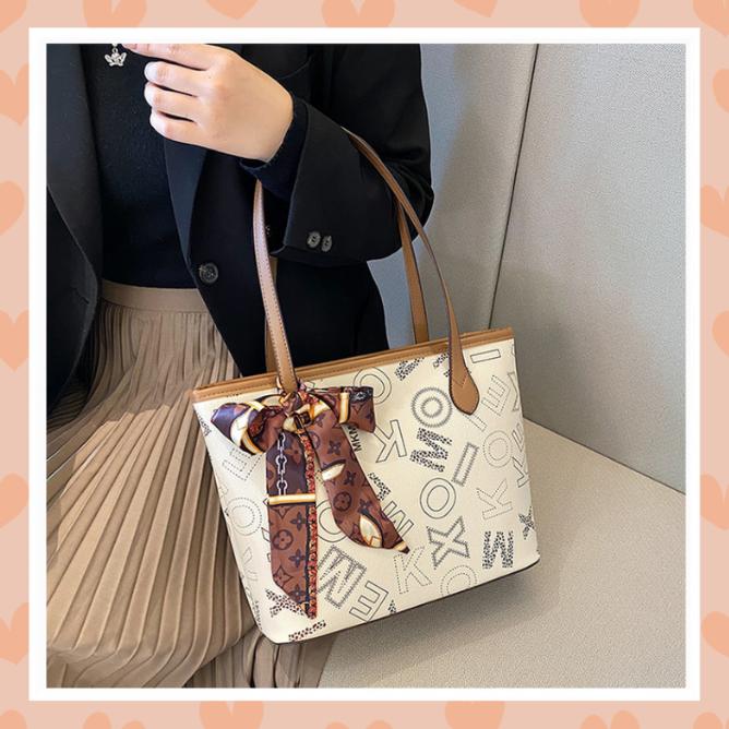  Túi xách nữ công sở túi tote da kèm khăn lụa K03 Bag Kem Đeo Vai Nhung Chữ Nhật 