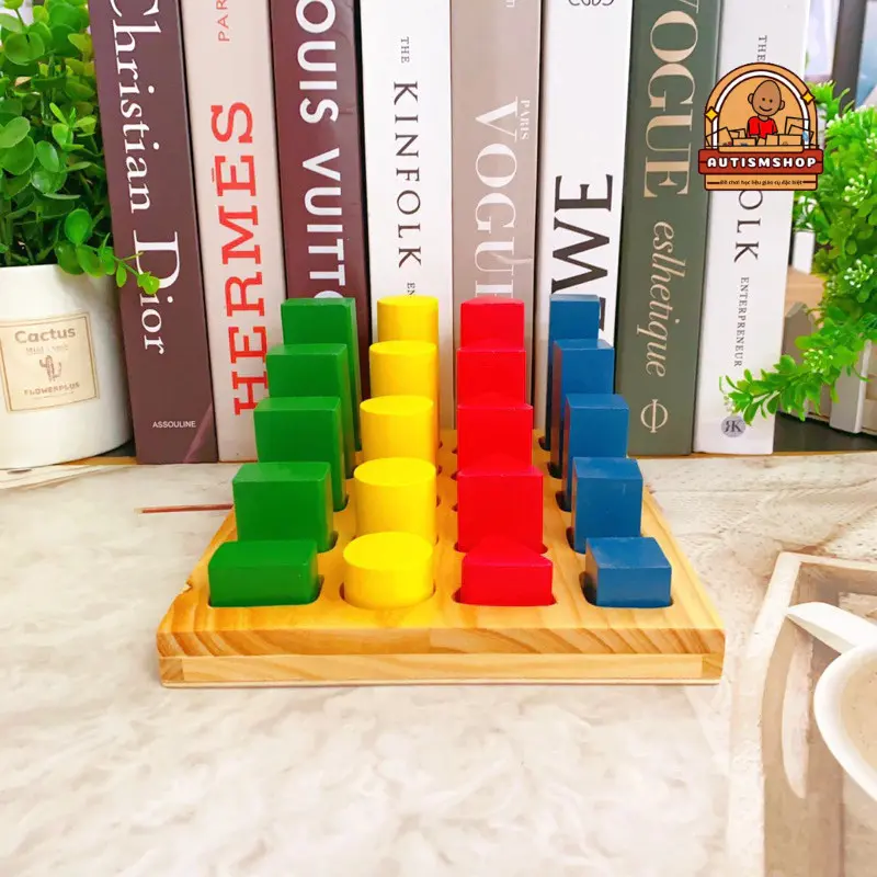 [Autismshop]Đồ chơi giáo dục montessori xếp trụ so sánh cao thấp 0