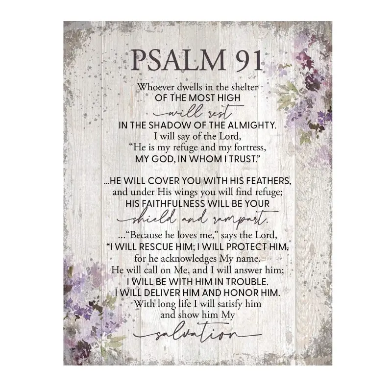 New Psalm 91 Canvas Painting Wall Decor Inspiring Quote Classy Vertical Frame Wall Hanging Decoration