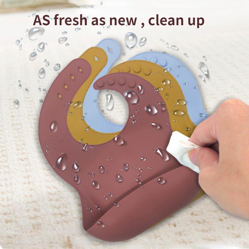 Product Introduction of Baby Waterproof Silicone Thicken Bibs Apron Toddler Girl Boys Feeding Adjustable Bib Silicone 3