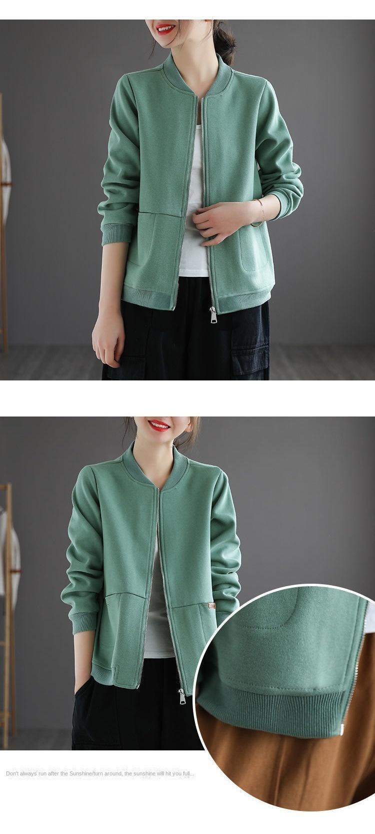 Product Introduction of Women's Sweater Women's Spring and Autumn New Fashion Loose Zipper Cardigan Sweater Casual Baseball Uniform Womenswear Coats 6